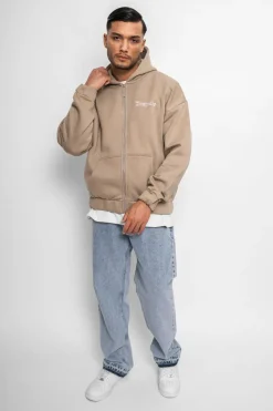 Zipper<Dropsize Super Heavy Oversize Blank Zip Hoodie Weathered Teak