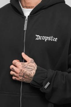 Zipper<Dropsize Super Heavy Oversize Blank Zip Hoodie Washed Black