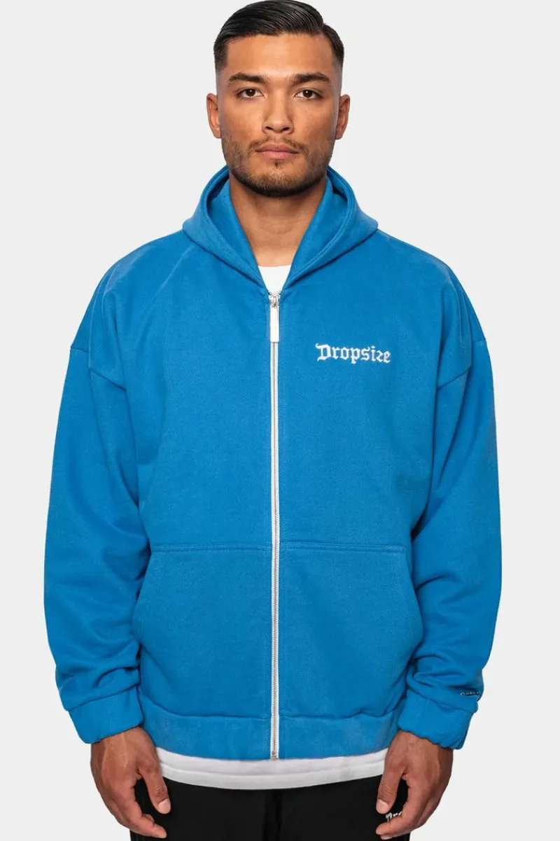 Zipper<Dropsize Super Heavy Oversize Blank Zip Hoodie Royal Blue