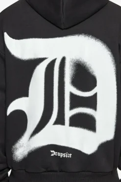 Hoodie<Dropsize Super Heavy Oversize Blurred Logo Hoodie Black
