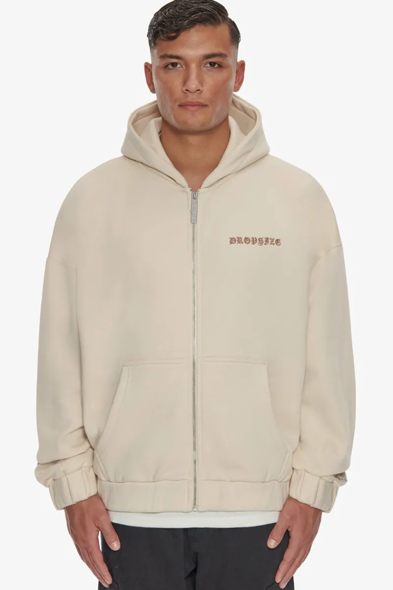 Zipper<Dropsize Super Heavy Oversized Crime Zip Hoodie Coconut Milk