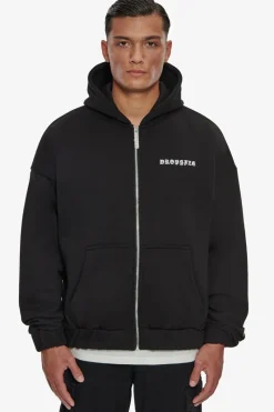 Zipper<Dropsize Super Heavy Oversized Crime Zip Hoodie Black