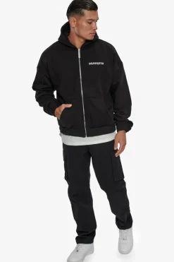 Zipper<Dropsize Super Heavy Oversized Crime Zip Hoodie Black