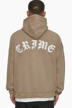 Zipper<Dropsize Super Heavy Oversized Crime Zip Hoodie Silver Mink