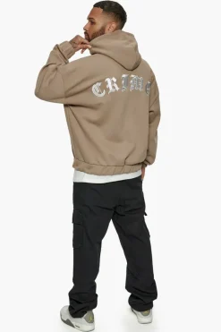 Zipper<Dropsize Super Heavy Oversized Crime Zip Hoodie Silver Mink