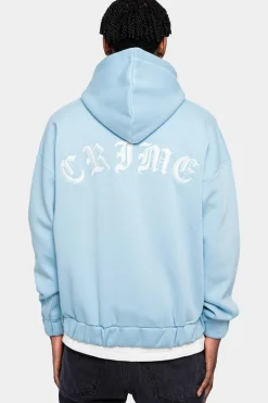 Zipper<Dropsize Super Heavy Oversized Crime Zip-Hoodie Baby Blue