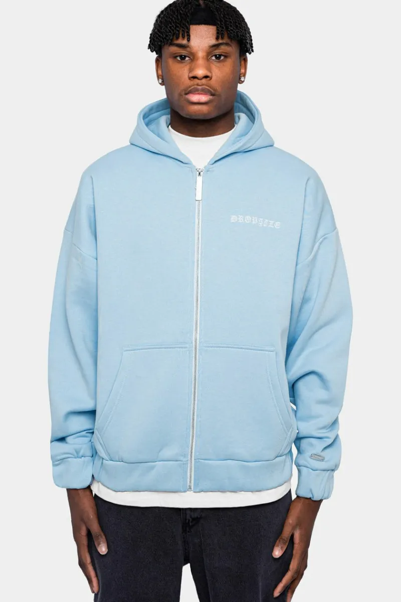 Zipper<Dropsize Super Heavy Oversized Crime Zip-Hoodie Baby Blue