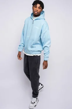 Zipper<Dropsize Super Heavy Oversized Crime Zip-Hoodie Baby Blue