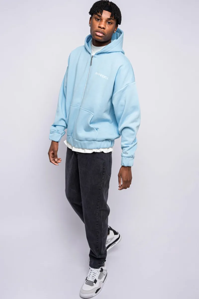 Zipper<Dropsize Super Heavy Oversized Crime Zip-Hoodie Baby Blue