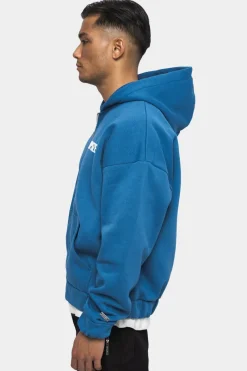 Zipper<Dropsize Super Heavy Oversized Hd Print Zip-Hoodie Washed Blue
