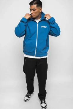 Zipper<Dropsize Super Heavy Oversized Hd Print Zip-Hoodie Washed Blue