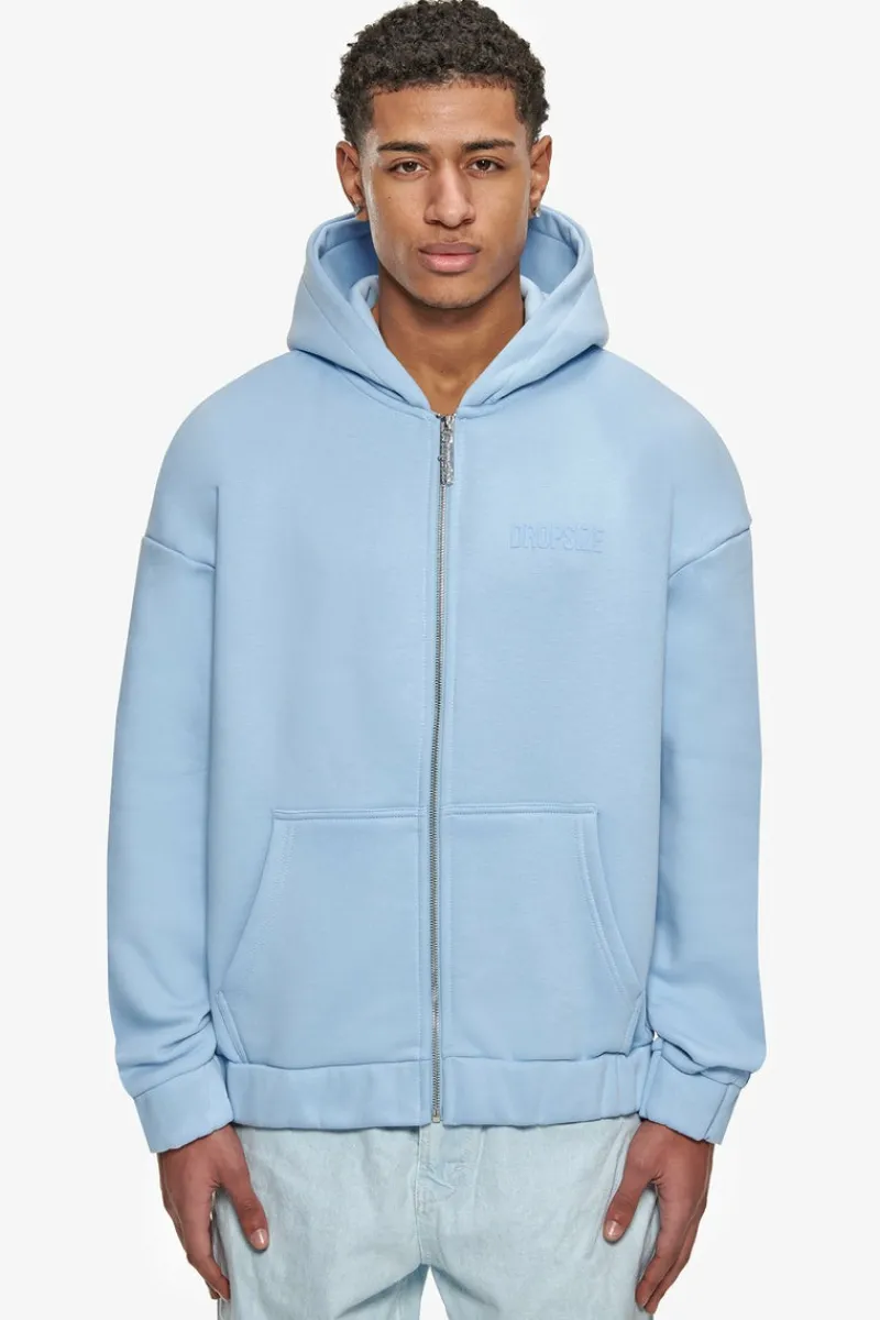 Zipper<Dropsize Super Heavy Oversized Hd Print Zip Hoodie V2 Baby Blue