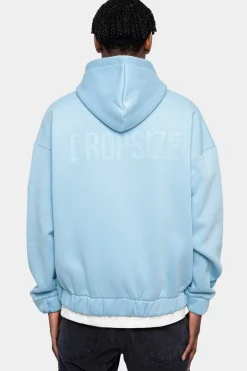 Zipper<Dropsize Super Heavy Oversized Hd Print Zip-Hoodie Baby Blue
