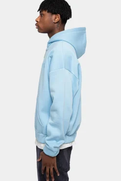 Zipper<Dropsize Super Heavy Oversized Hd Print Zip-Hoodie Baby Blue