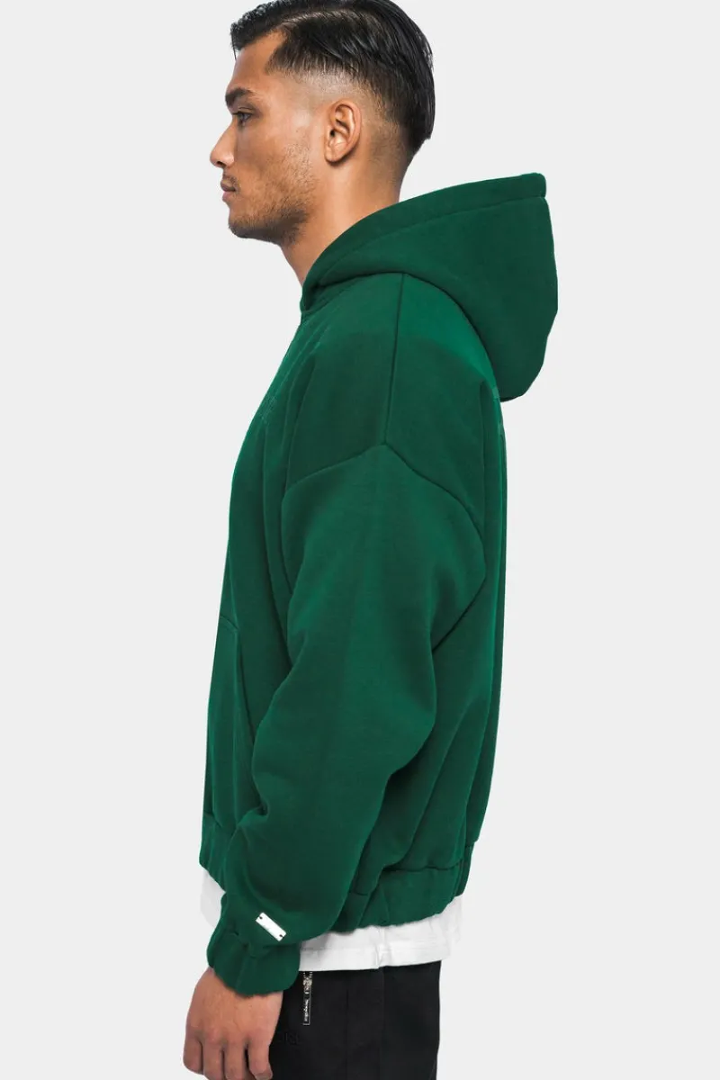 Zipper<Dropsize Super Heavy Oversized Hd Print Zip-Hoodie Green