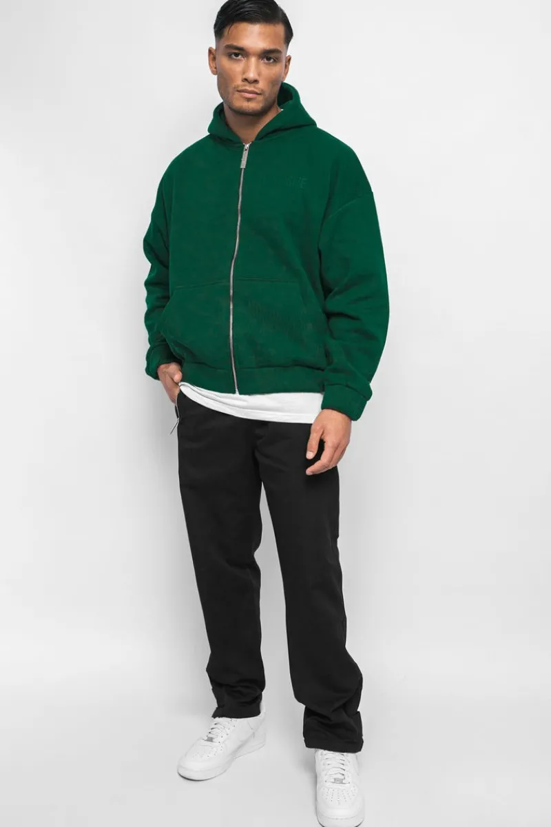 Zipper<Dropsize Super Heavy Oversized Hd Print Zip-Hoodie Green