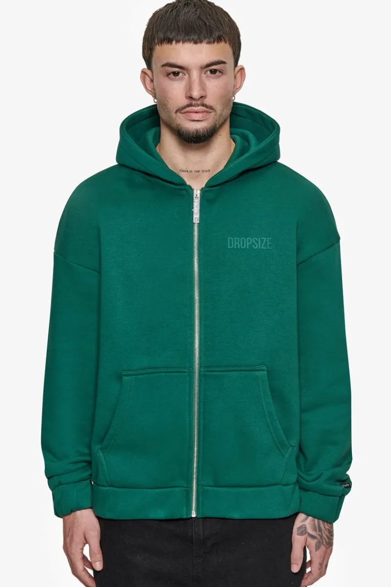 Zipper<Dropsize Super Heavy Oversized Hd Print Zip Hoodie V2 Green