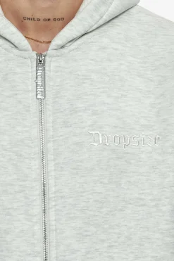 Zipper<Dropsize Super Heavy Oversized Zip-Hoodie Light Grey