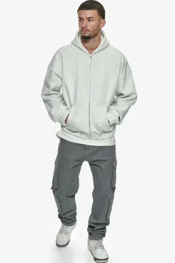 Zipper<Dropsize Super Heavy Oversized Zip-Hoodie Light Grey