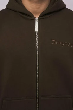 Zipper<Dropsize Super Heavy Oversized Zip-Hoodie Chocolate Brown