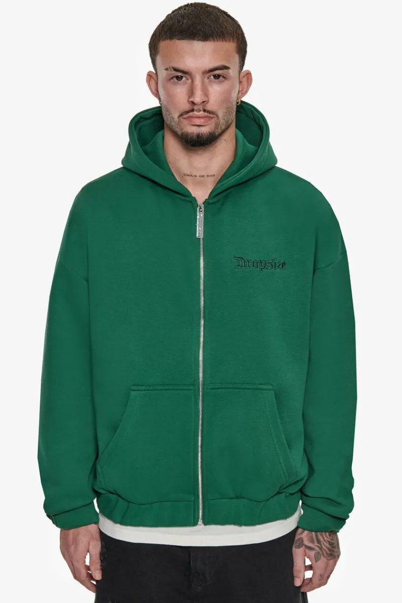 Zipper<Dropsize Super Heavy Oversized Zip-Hoodie Washed Green