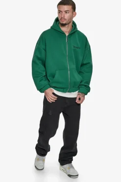 Zipper<Dropsize Super Heavy Oversized Zip-Hoodie Washed Green