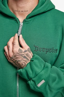 Zipper<Dropsize Super Heavy Oversized Zip-Hoodie Washed Green
