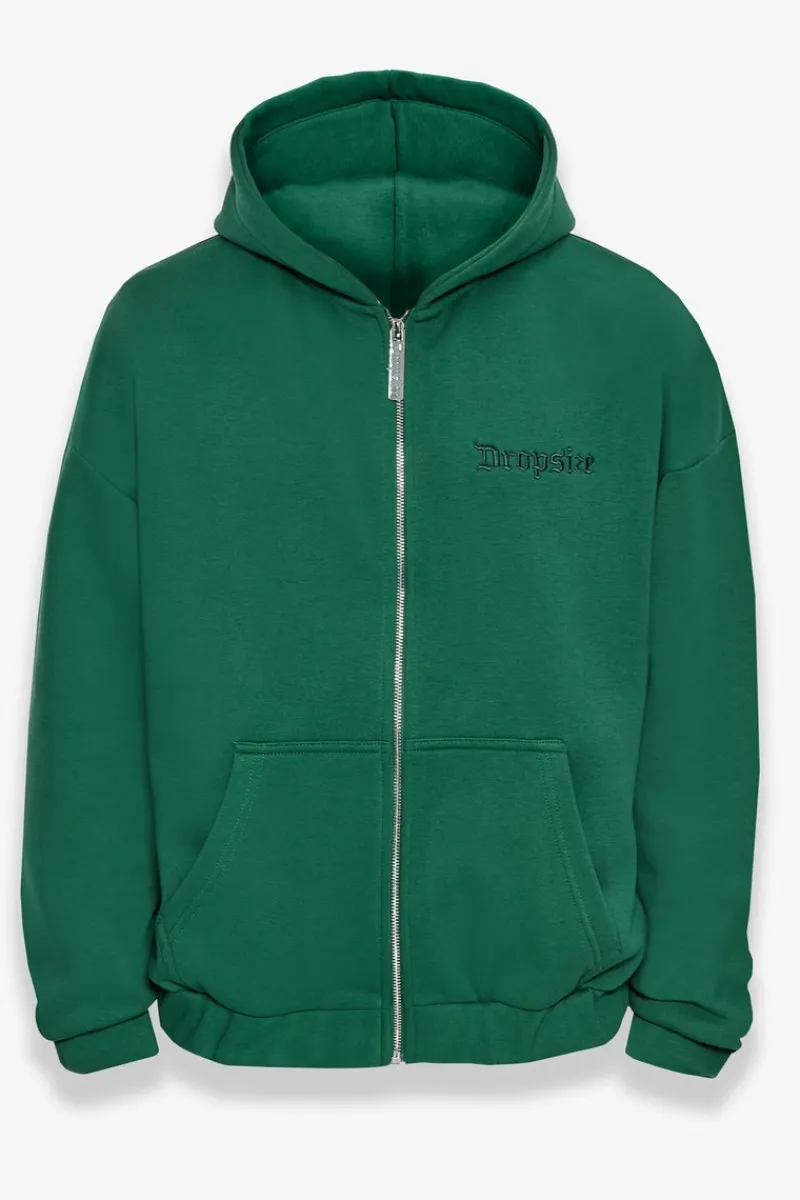 Zipper<Dropsize Super Heavy Oversized Zip-Hoodie Washed Green