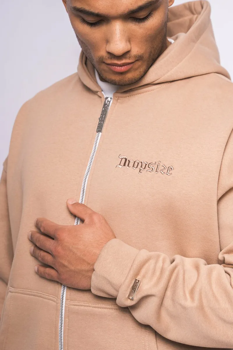 Zipper<Dropsize Super Heavy Oversized Zip-Hoodie Beige