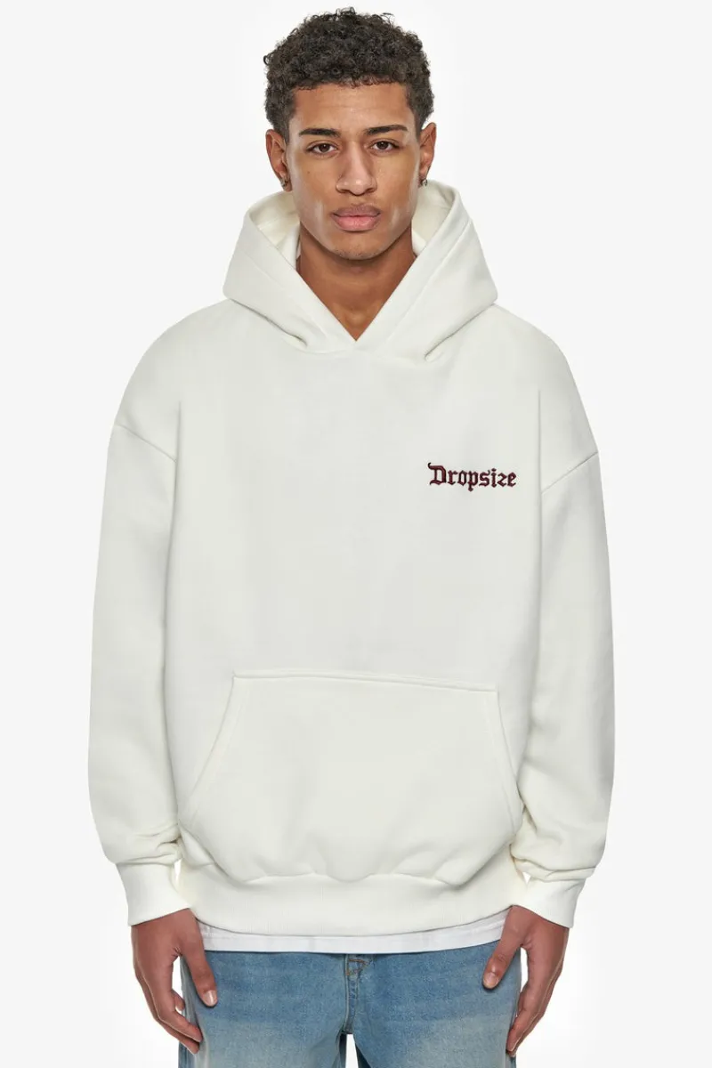 Hoodie<Dropsize Super Heavy Oversize Embo Hoodie Cream Bordeaux