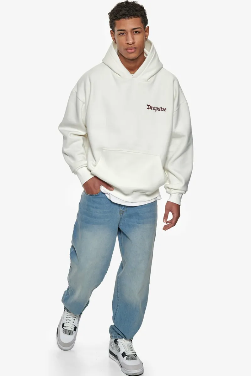 Hoodie<Dropsize Super Heavy Oversize Embo Hoodie Cream Bordeaux