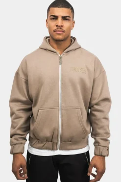 Zipper<Dropsize Super Heavy Oversize Hd Print Zip Hoodie Silver Mink