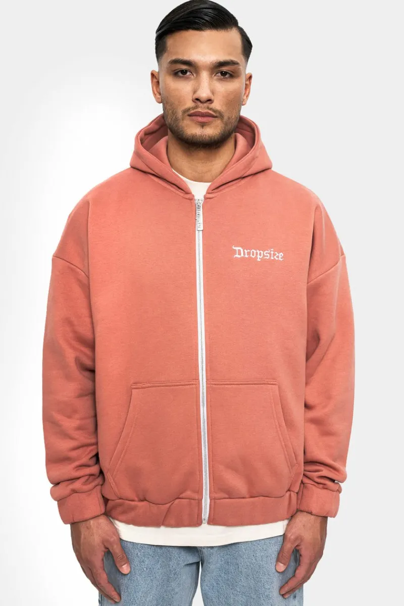 Zipper<Dropsize Super Heavy Oversize Logo Design Zip Hoodie Canyon Clay