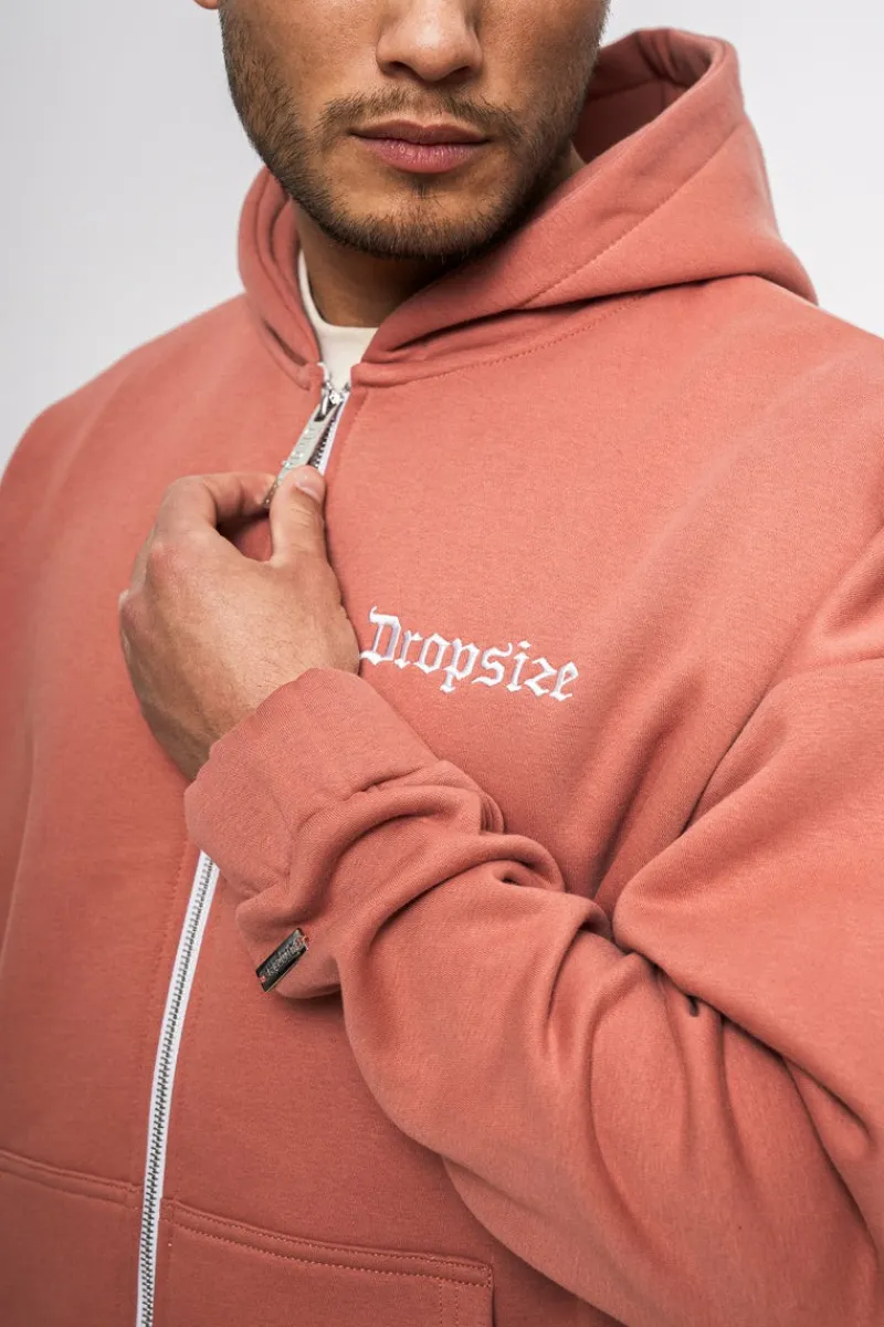 Zipper<Dropsize Super Heavy Oversize Logo Design Zip Hoodie Canyon Clay