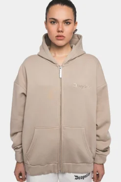 Frauen<Dropsize Super Heavy Oversize Logo Zip Hoodie Light Brown