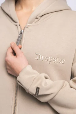 Frauen<Dropsize Super Heavy Oversize Logo Zip Hoodie Light Brown