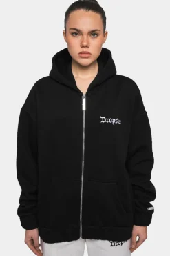 Frauen<Dropsize Super Heavy Oversize Logo Zip Hoodie Black