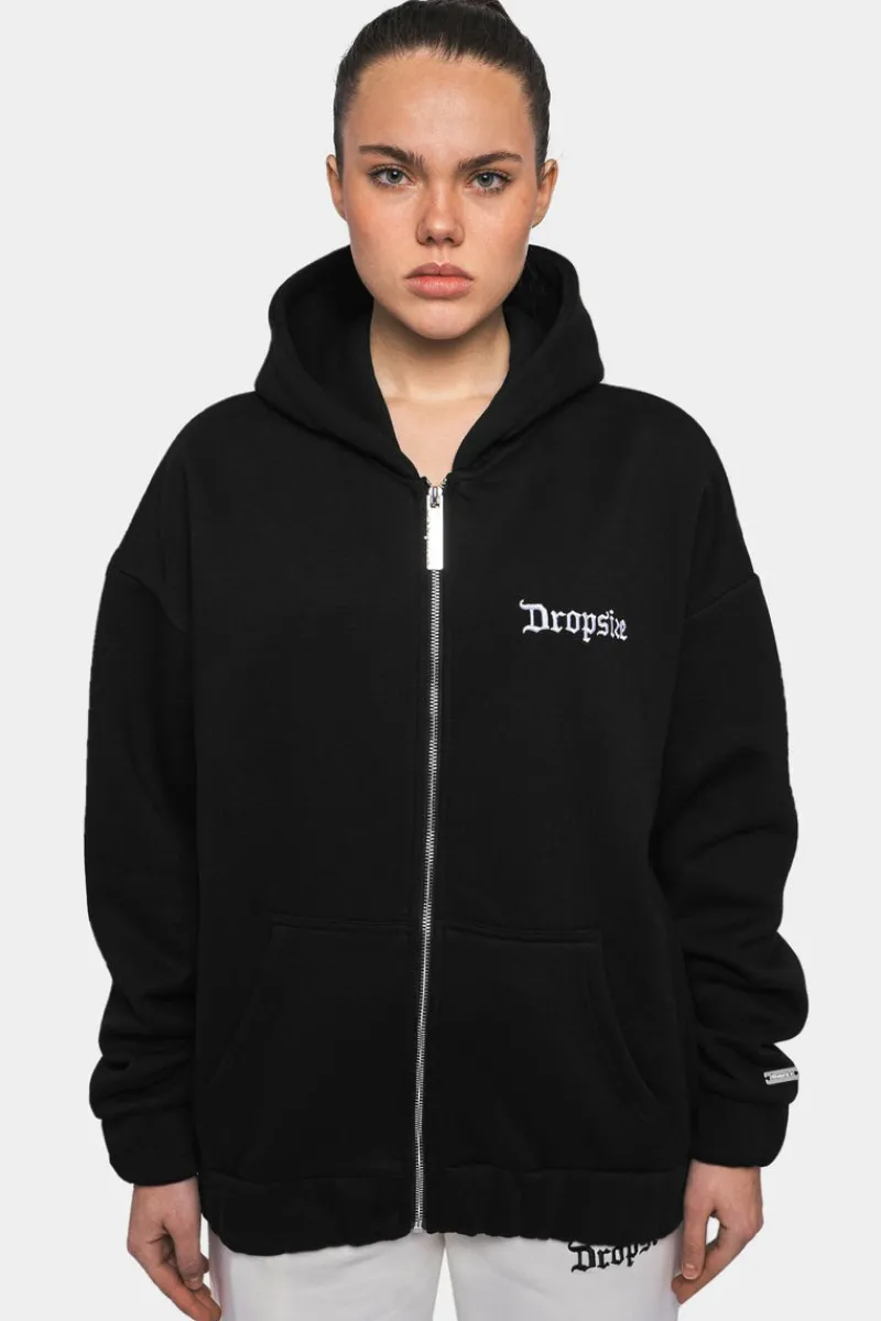 Frauen<Dropsize Super Heavy Oversize Logo Zip Hoodie Black
