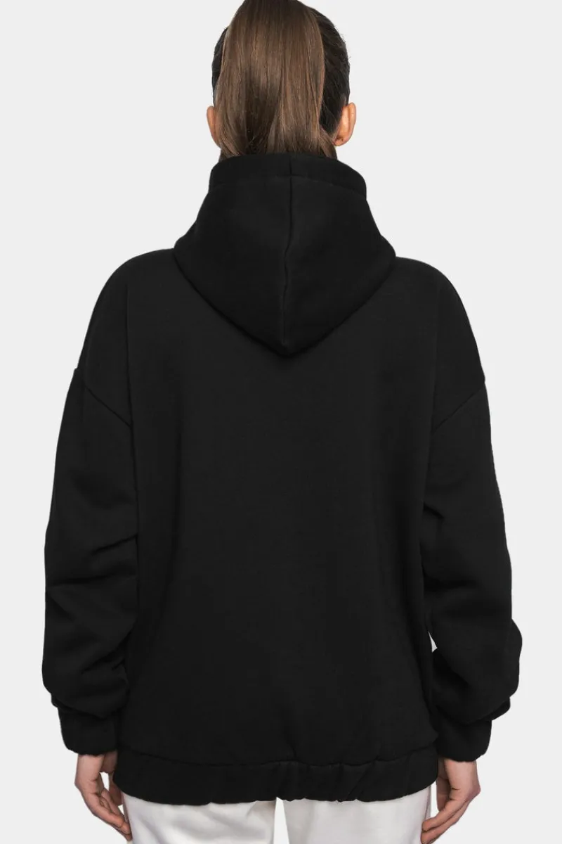 Frauen<Dropsize Super Heavy Oversize Logo Zip Hoodie Black