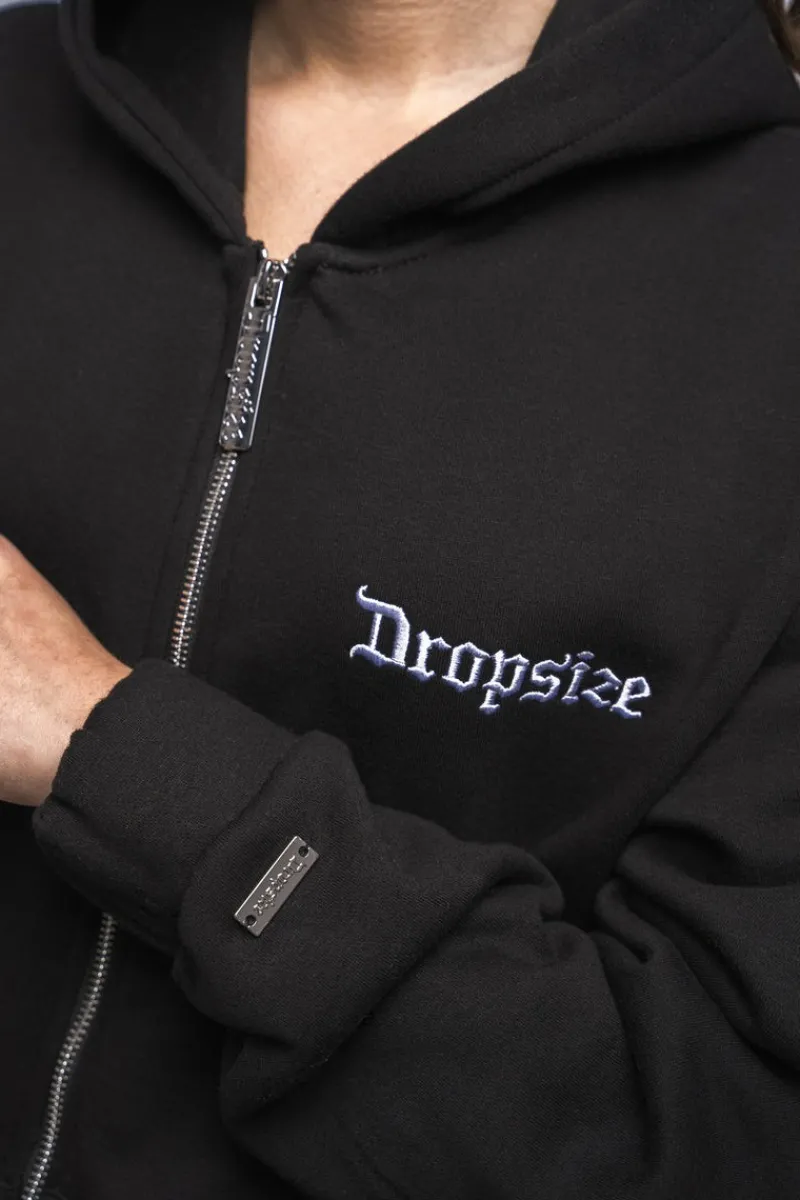 Frauen<Dropsize Super Heavy Oversize Logo Zip Hoodie Black