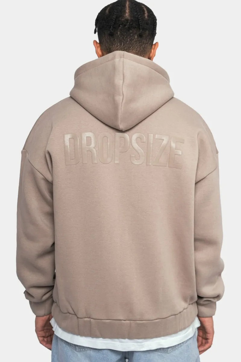 Zipper<Dropsize Super Heavy Oversize Logo Zip Hoodie Simply Taupe
