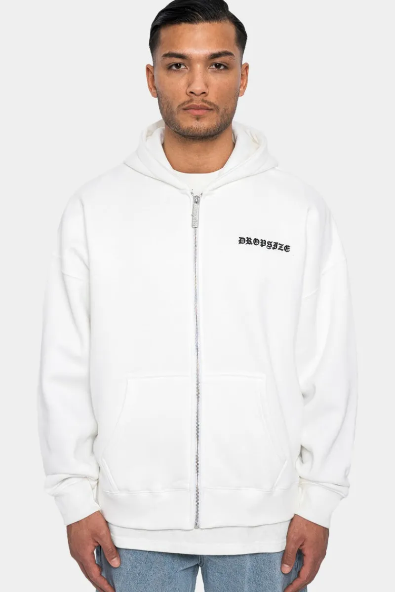 Zipper<Dropsize Super Heavy Oversize Logo Zip Hoodie Washed White