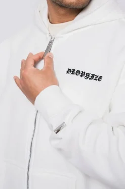 Zipper<Dropsize Super Heavy Oversize Logo Zip Hoodie Washed White