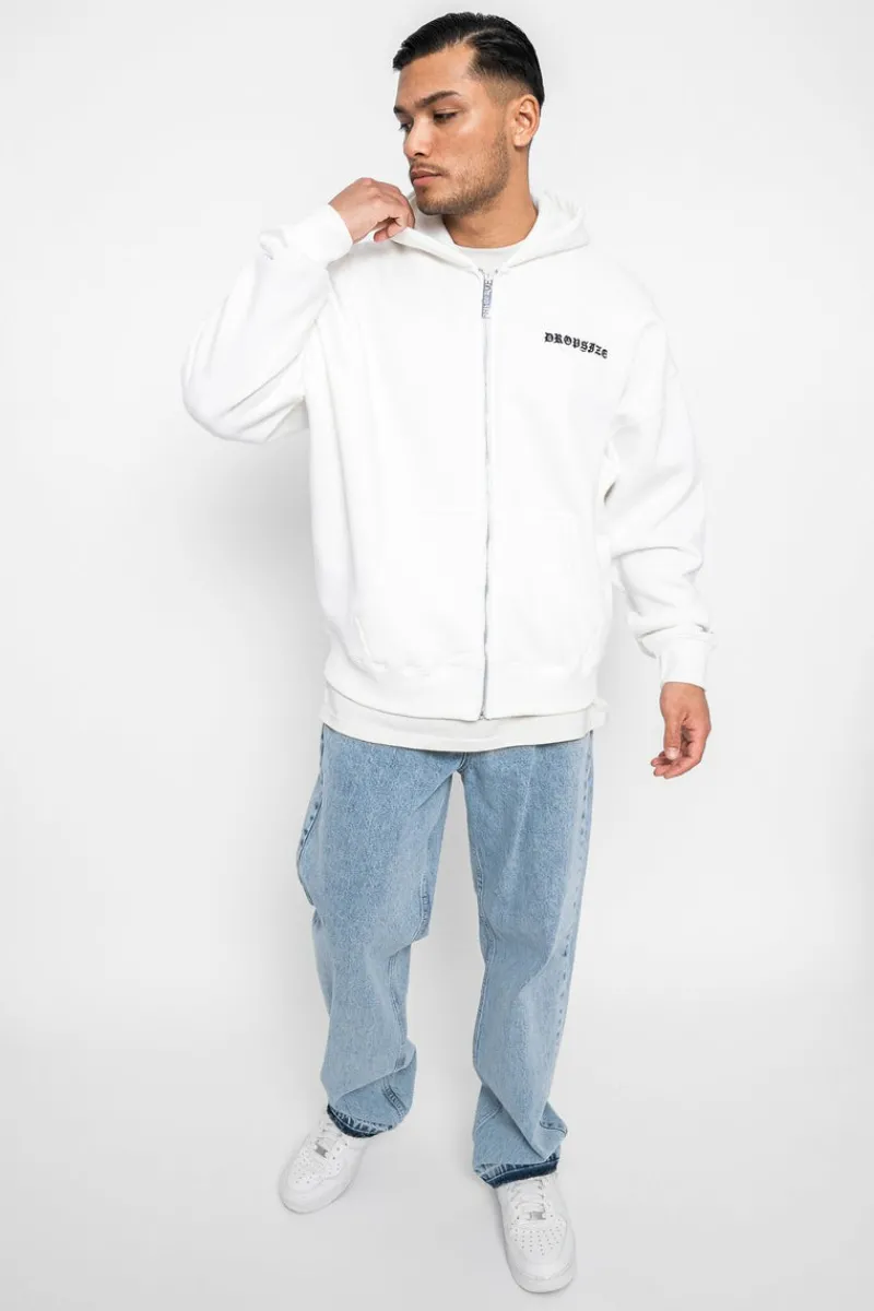 Zipper<Dropsize Super Heavy Oversize Logo Zip Hoodie Washed White