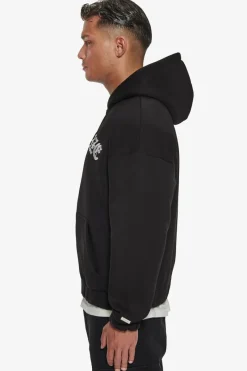 Zipper<Dropsize Super Heavy Oversize Mid Front Embo Zip Hoodie Black