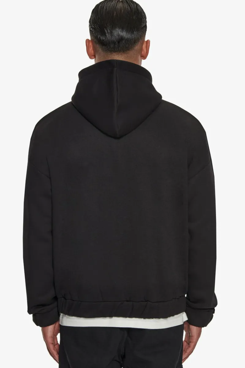 Zipper<Dropsize Super Heavy Oversize Mid Front Embo Zip Hoodie Black