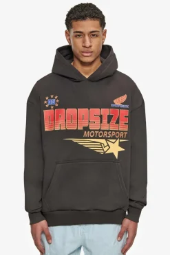 Hoodie<Dropsize Super Heavy Oversize Racing Department Hoodie Washed Black