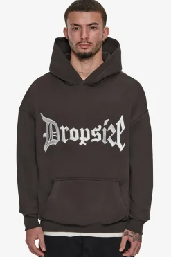 Hoodie<Dropsize Super Heavy Oversize V2 Middle Embo Hoodie Washed Black / White