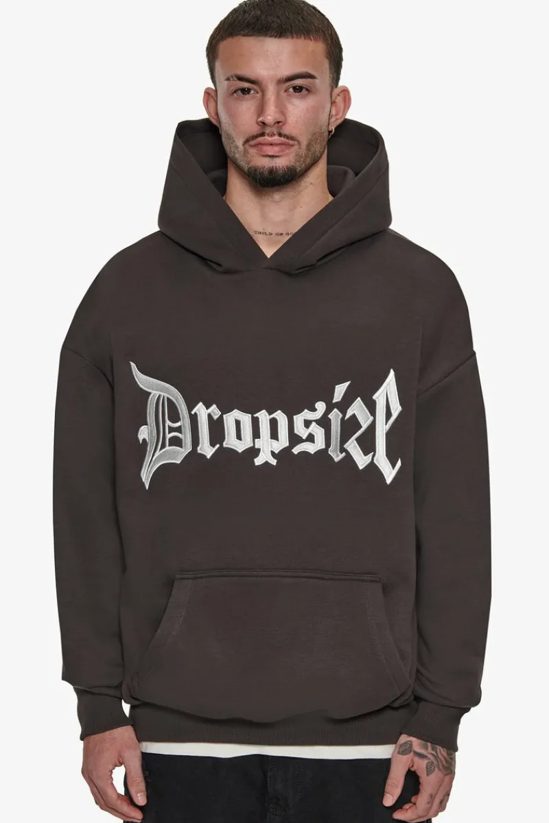 Hoodie<Dropsize Super Heavy Oversize V2 Middle Embo Hoodie Washed Black / White