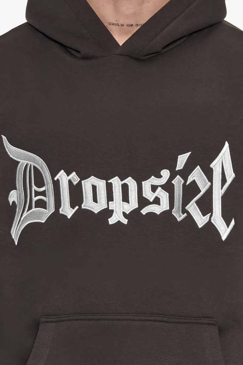Hoodie<Dropsize Super Heavy Oversize V2 Middle Embo Hoodie Washed Black / White